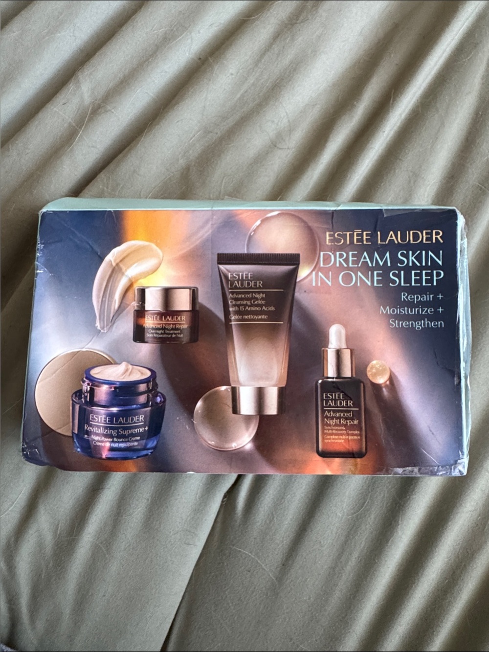 Estee Lauder Nighttime Skincare Set in Blue and Gold